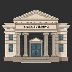 Obraz premium Classical Architecture Bank Building Illustration