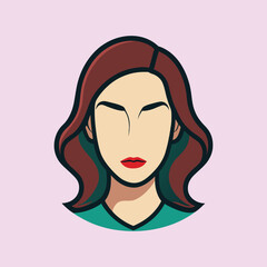 Stylized portrait of a woman with brown hair, minimal facial features