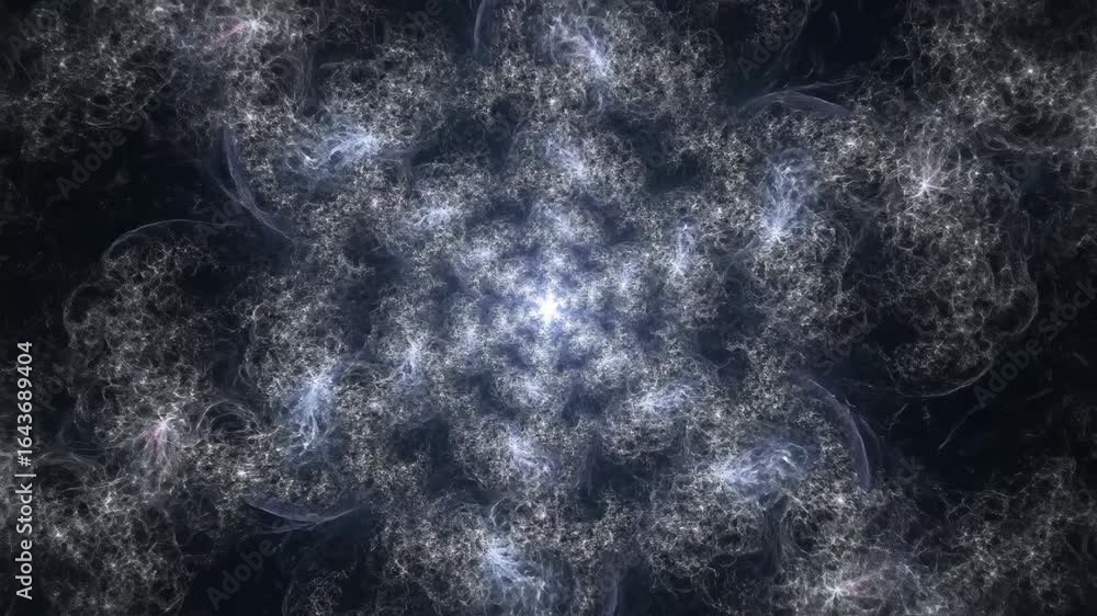 Poster evolving algorithmic fractal pattern - an intricate, organic fractal design unfolds, resembling a ne