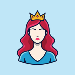Illustration of a stylish cartoon princess with red hair and golden crown
