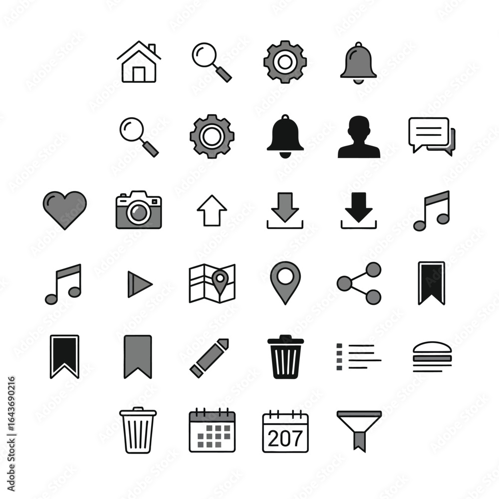 Fototapete set of simple vector icons for web and mobile ui design applications