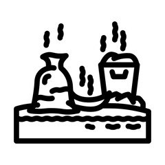 rotting garbage riverbank line icon vector illustration