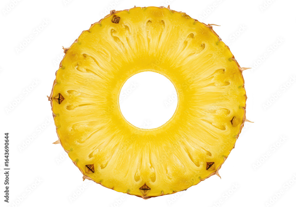 Poster pineapple slice isolated on transparent background