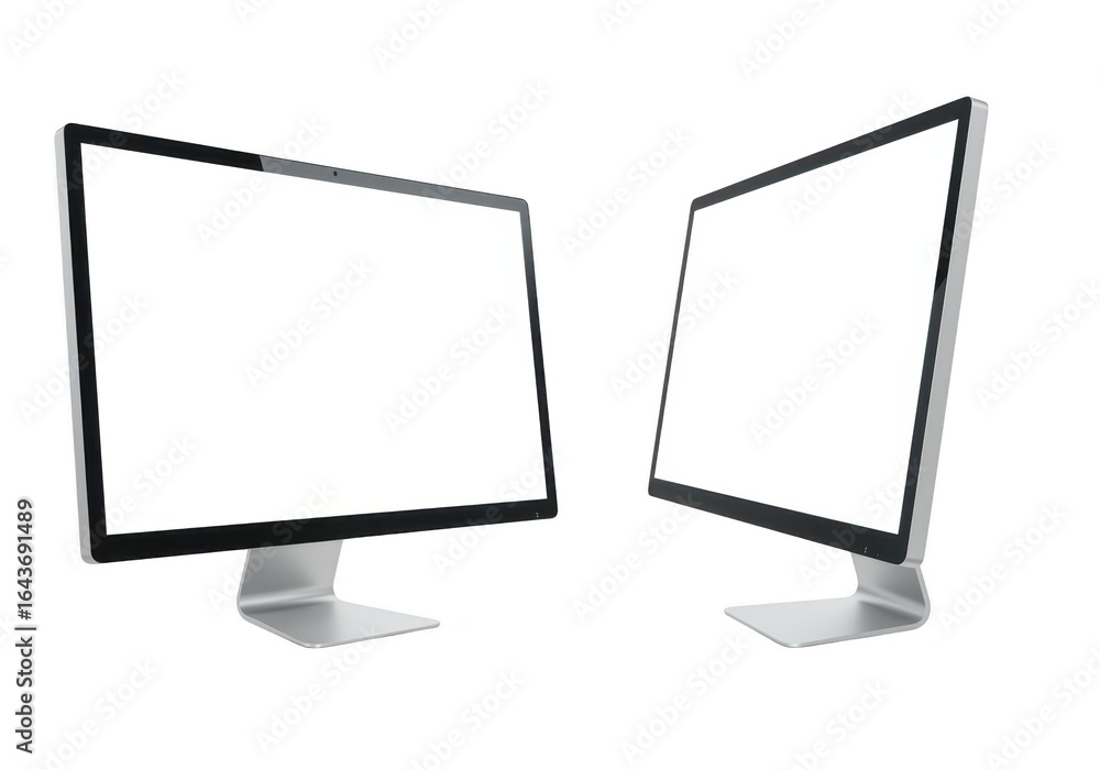 Poster two computer monitors isolated on transparent background