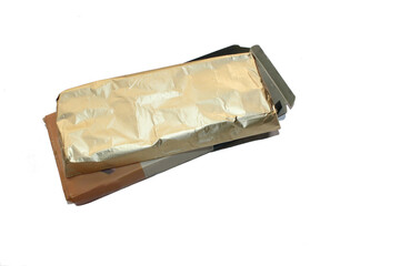 Chocolate with pistachio isolated on white background. Close-up.