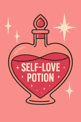 A heart-shaped magic potion bottle filled with sparkling self-love. This adorable design is perfect for reminding yourself (or others) to stay kind, magical, and confident. 