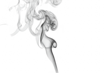 Abstract smoke wisps and swirls isolated on transparent background