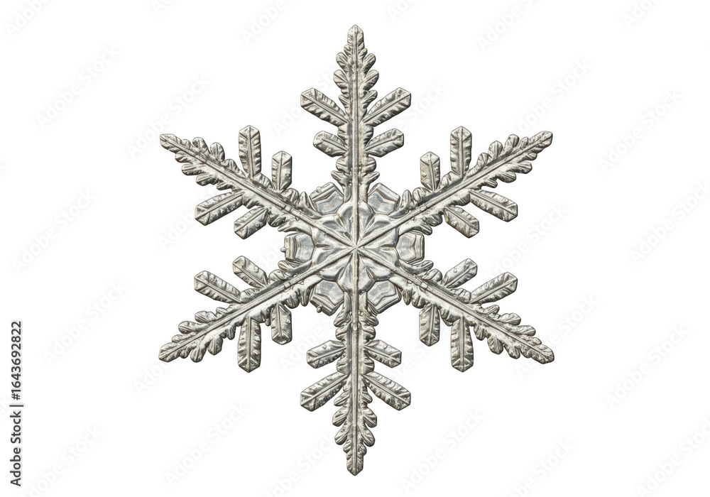 Poster closeup of a snowflake isolated on transparent background