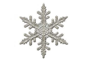 Closeup of a snowflake isolated on transparent background