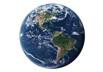 Obraz premium Planet earth with clouds and continents isolated on transparent background