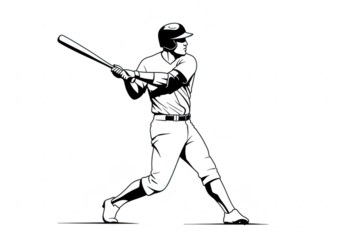 Baseball player swinging a bat isolated on transparent background