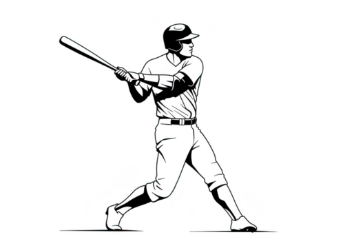 Baseball player swinging a bat isolated on transparent background