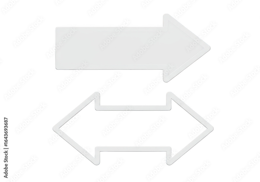 Poster two white arrows pointing in opposite directions isolated on transparent background