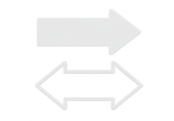 Two white arrows pointing in opposite directions isolated on transparent background