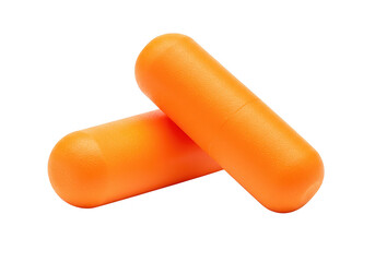 Pair of orange earplugs isolated on transparent background