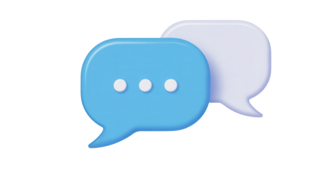 Engaging 3D chat bubble icons promote communication, feedback, and social networking, perfect for modern digital marketing and user interface design projects
