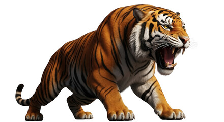 Obraz premium Fierce Tiger Roaring with Open Mouth and Sharp Teeth big cat feline predator wildlife animal mammal jungle roar powerful aggressive