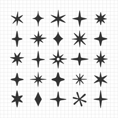 Obraz premium Minimalist Retro Starburst and Sparkle Set