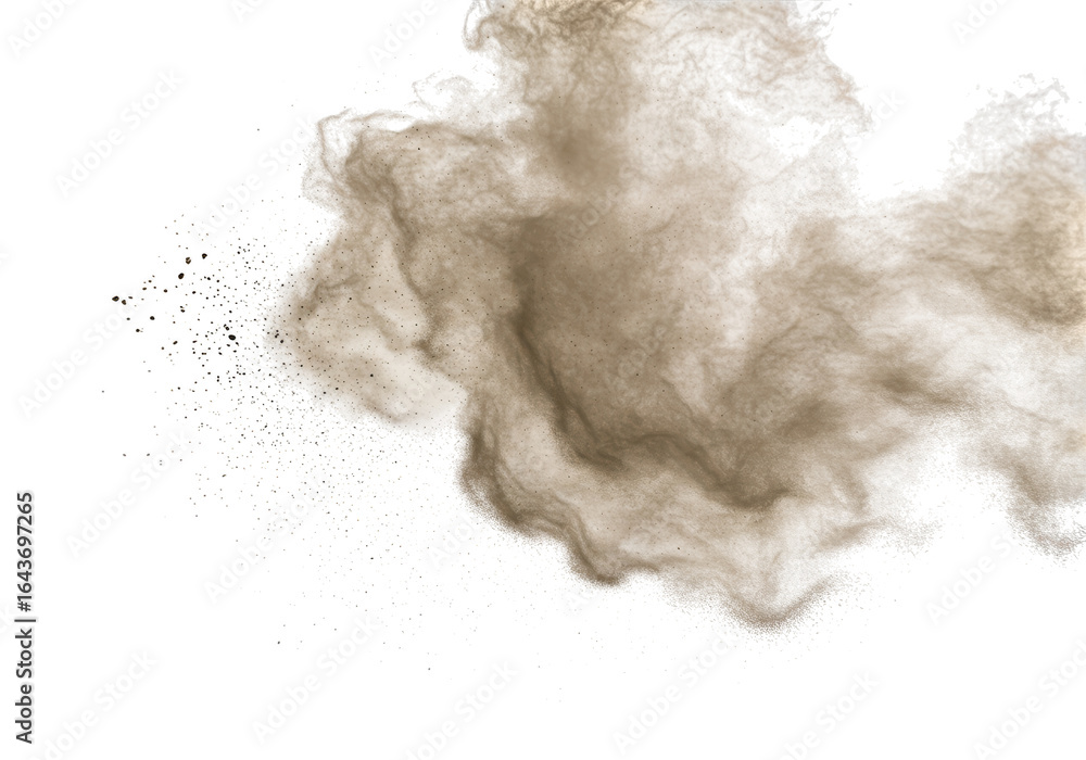 Poster A cloud of dust particles exploding isolated on transparent background