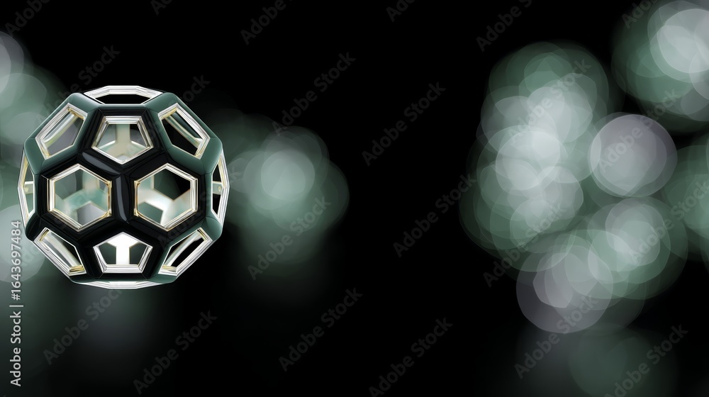Poster glowing digital sphere with interconnected lines on dark background abstract technology concept with