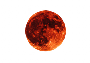 Red blood moon isolated on transparent background