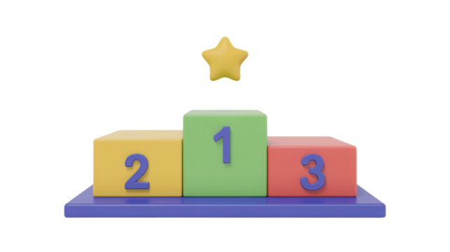 Celebrate Achievement with a Colorful Podium and Star Award, Perfect for Recognizing Success and Inspiring Motivation, Ideal for Business, Education, and Sports