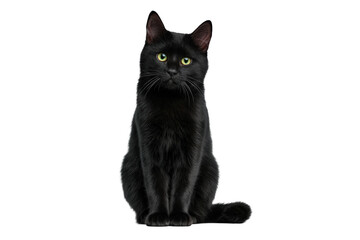 Obraz premium Black cat sitting and looking at the camera, isolated on transparent background