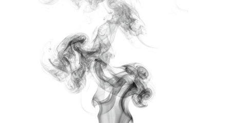 Ethereal light and dark grey smoke forms swirling and diffusing with cloud-like patterns, against a bright white studio backdrop, tranquil and sophisticated modern elegance concept