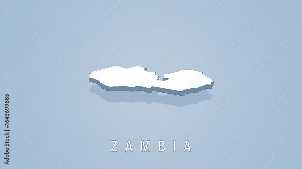 Poster rotating 3d map of zambia on solid background