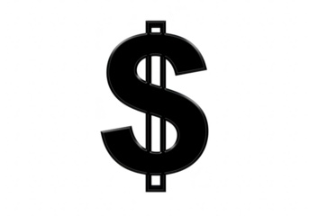 Black dollar sign isolated on transparent background