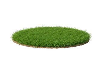Round patch of green grass isolated on transparent background