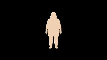 Obese person transforming into data stream on black background - Powered by Adobe
