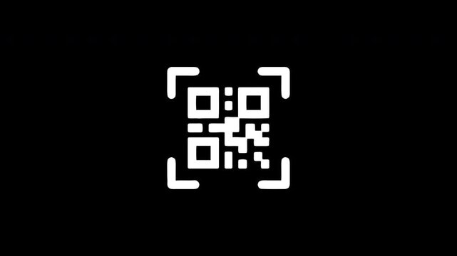 Qr code appearing and disappearing with glitch effect on black background