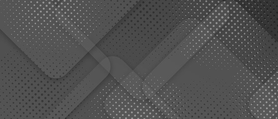 Abstract black squares rounded overlapping transparency layered with halftone effect on clean background