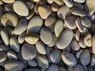 Top-Down View of White and Grey River Pebbles