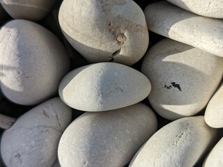 Close-Up of White Smooth River Stones