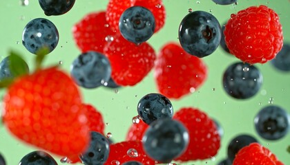 Mixed berries in motion