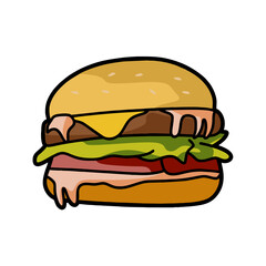 colored vector image of a fast food burger