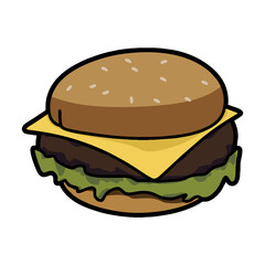 colored cartoon cheeseburger vector image