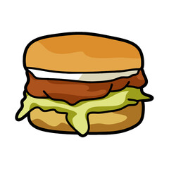 fast food thick meat burger vector image