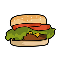 simple cartoon burger colored vector image