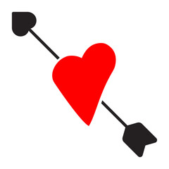 Arrow with heart vector icon. Love arrow illustration sign. Cupid symbol. Bow and arrows logo. Valentine's Day web icon.