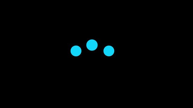 Three dots jumping slightly bw 2D element animation. Line of dots hopping outline flat ui element cartoon 4K video, alpha channel. Bouncing balls, spots animated loader isolated