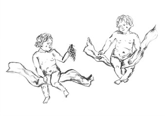 Hand drawn gemini zodiac sign illustration, horoscope background.