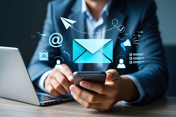 Email marketing and mobile communication concept