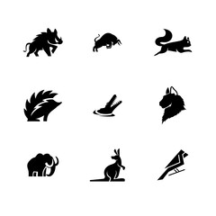 Black Animal Silhouette Collection Vector Illustration