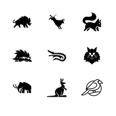 Set of Black Vector Animal Logo Icons