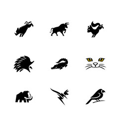 Set of Silhouette Animal Logos Design