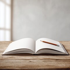 Open hardcover book with blank pages 3