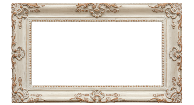 Ornamental antique frame for display isolated PNG with Transparent Background